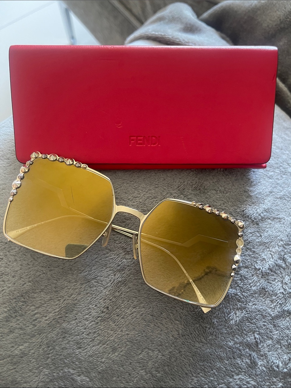 Fendi Gold Frame Women’s Sunglasses with Yellow Gradient Lenses